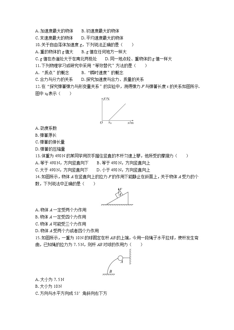 江苏省普通高中学业水平合格性考试模拟试卷（二）物理 （含解析）02