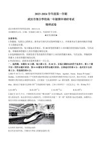 湖北省武汉市2023-2024学年高一上学期期中调研考试物理试卷（含答案）