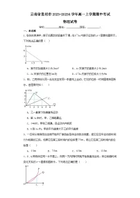 云南省昆明市2023-2024学年高一上学期期中考试物理试卷（含解析）