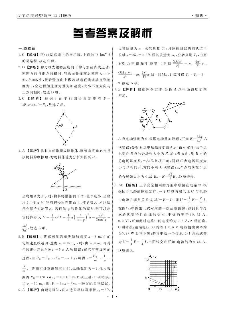2024辽宁省名校联盟高三上学期12月联合考试物理PDF版含解析01