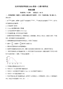 四川省达州外国语学校2023-2024学年高一上学期期中物理试题（Word版附解析）