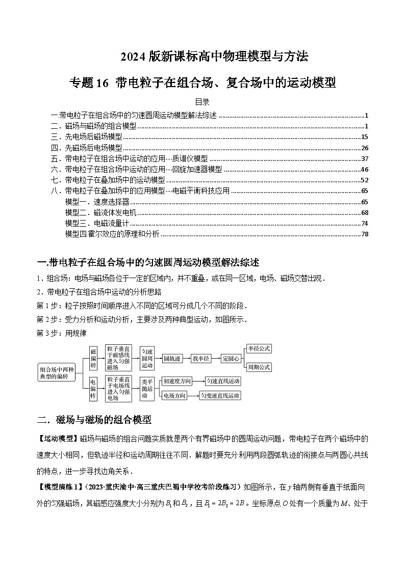 专题16 带电粒子在组合场、复合场中的运动模型(解析版)第1页