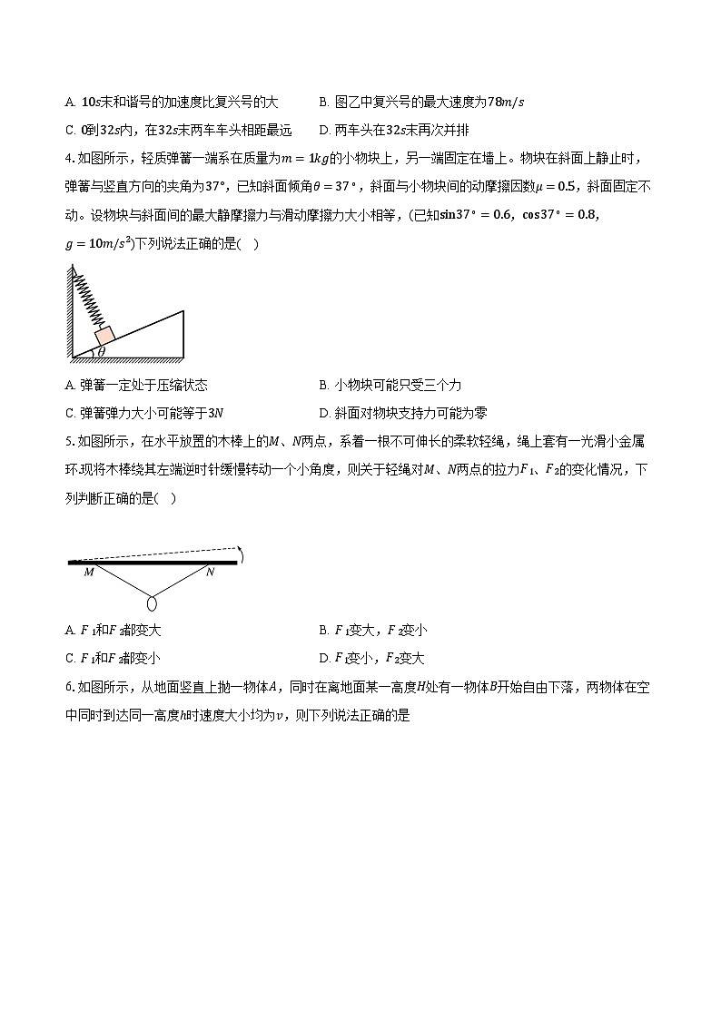 2023-2024学年湖北省宜昌市部分省级示范高中高一(上)期中考试物理试卷(含解析)02