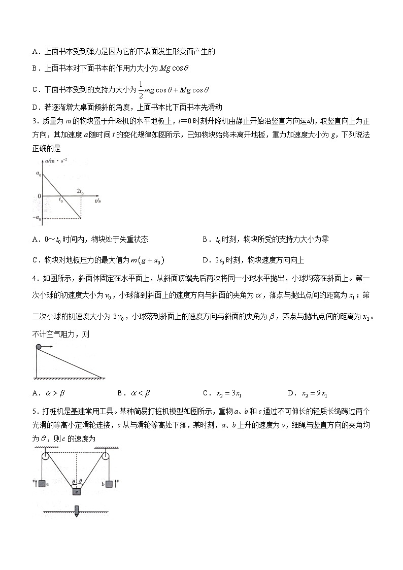 山东省潍坊市2023-2024学年高一上学期12月学科素养能力测试物理试题(A)02