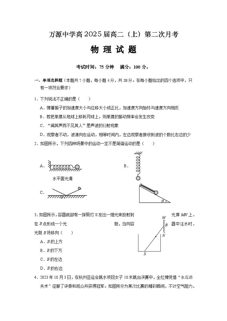 四川省达州市万源中学2023-2024学年高二上学期第二次月考试题(11月)物理(Word版附答案)第1页