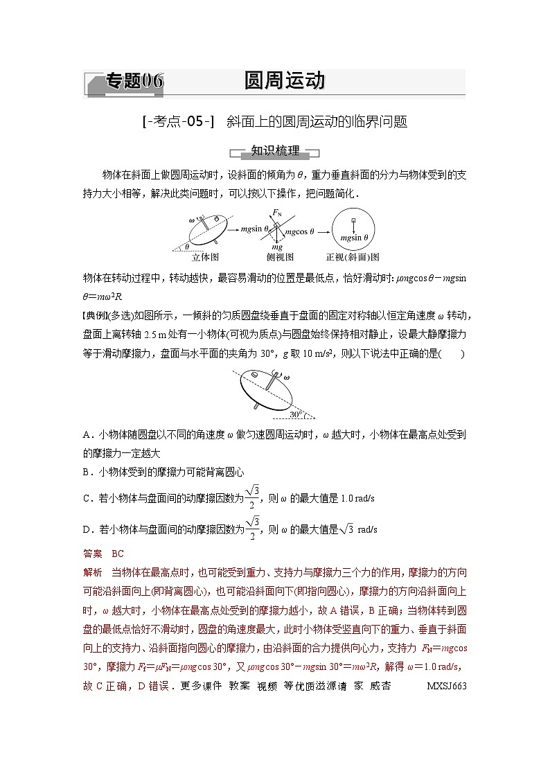 考点05 斜面上的圆周运动的临界问题(解析版)—高中物理第1页