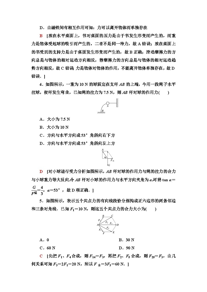 教科版高中物理必修第一册章末综合测评(三)相互作用含答案02