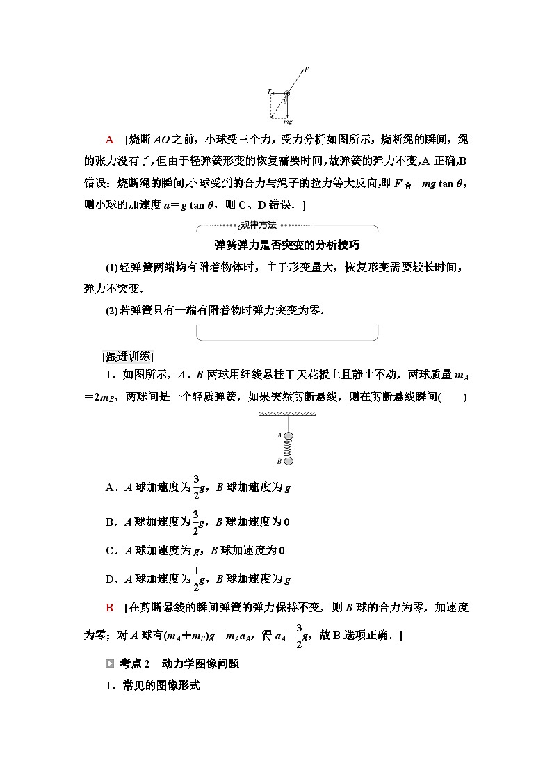 教科版高中物理必修第一册第4章素养培优课(二)瞬时加速度问题和动力学图像问题学案第2页