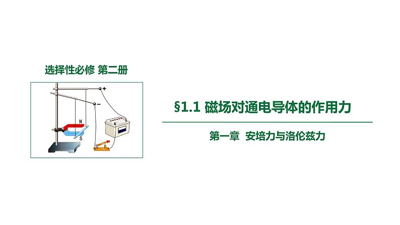 1.1磁场对通电导线的作用力 课件 高二下学期物理人教版(2019)选择性必修第二册01