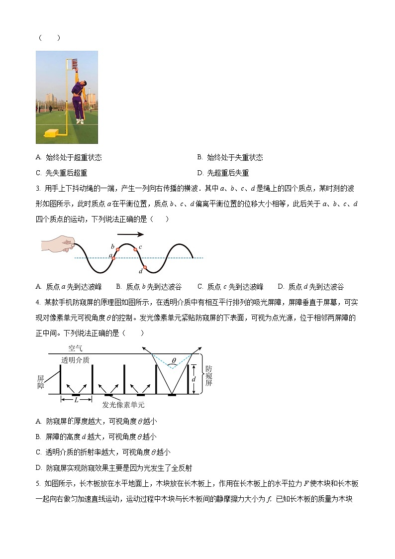 湖北省部分学校2023-2024学年高三上学期12月月考物理试卷(原卷版)第2页