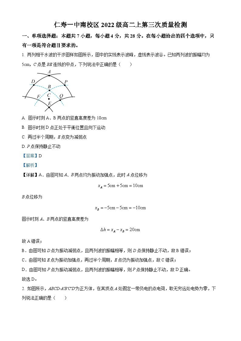 四川省仁寿第一中学南校区2023-2024学年高二上学期12月月考物理试题（Word版附解析）01