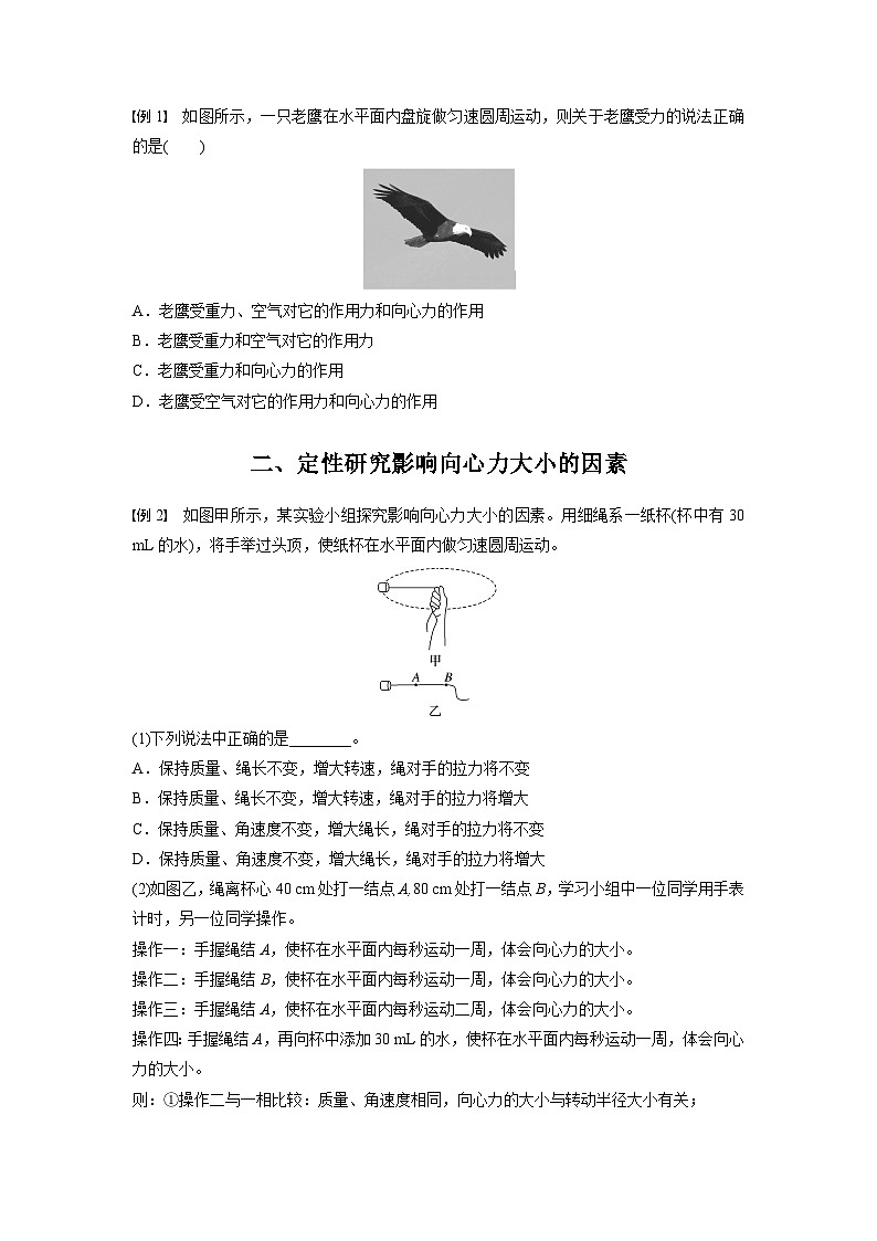 高中物理必修二第六章2第一课时 实验:探究向心力大小的表达式学案02