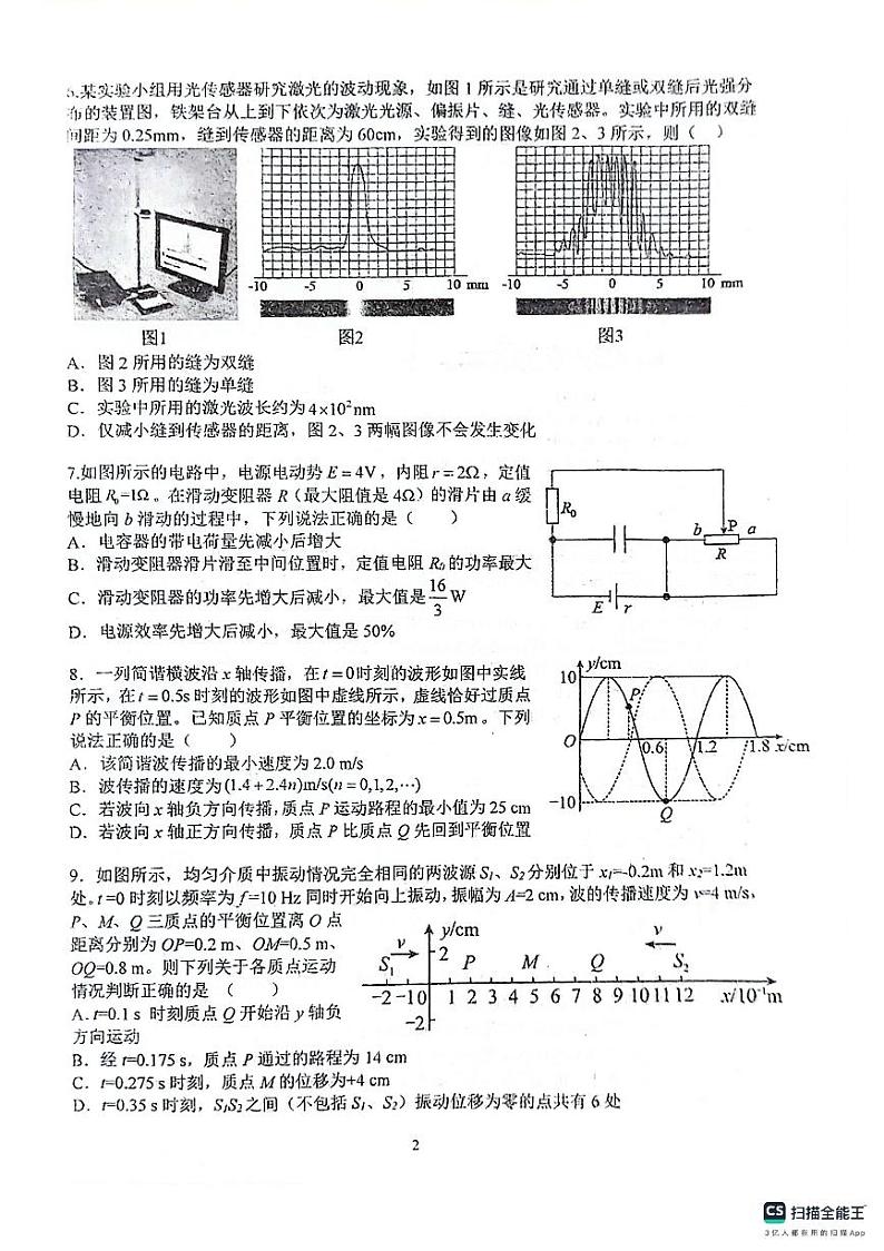 2024扬州中学高二上学期12月月考试题物理PDF版含答案02