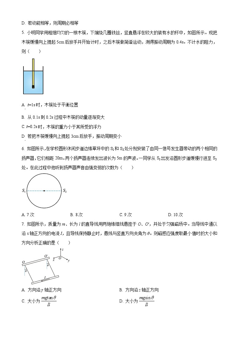 精品解析:江苏省盐城市大丰中学、盐城一中等六校2023-2024学年度高二上学期期末联考物理试题(原卷版)第2页
