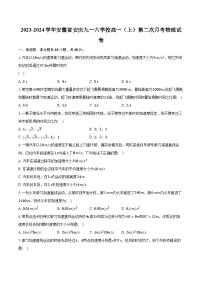 2023-2024学年安徽省安庆九一六学校高一（上）第二次月考物理试卷（含解析）