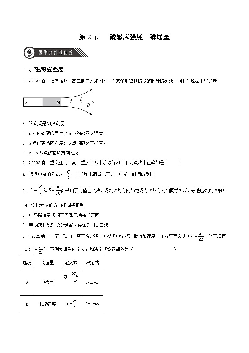 13.2《磁感应强度 磁通量》分层练习(含解析)-人教版高中物理必修三01