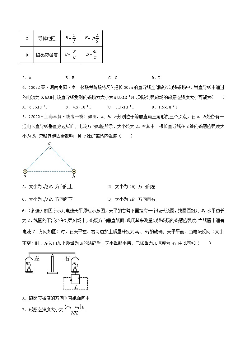 13.2《磁感应强度 磁通量》分层练习(含解析)-人教版高中物理必修三02