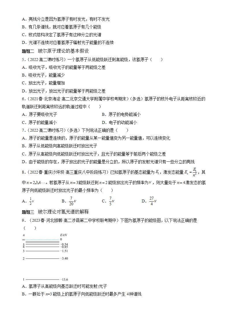 4.4 《氢原子光谱和玻尔的原子模型》课件+分层练习（含解析）-人教版高中物理选修三02