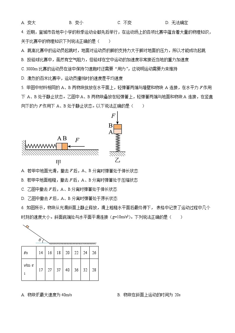 2024安徽省江南十校高一上学期12月分科诊断模拟联考物理试题含解析02