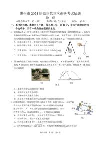 廣東省惠州市2023-2024學(xué)年高三上學(xué)期第三次調(diào)研考試物理試題