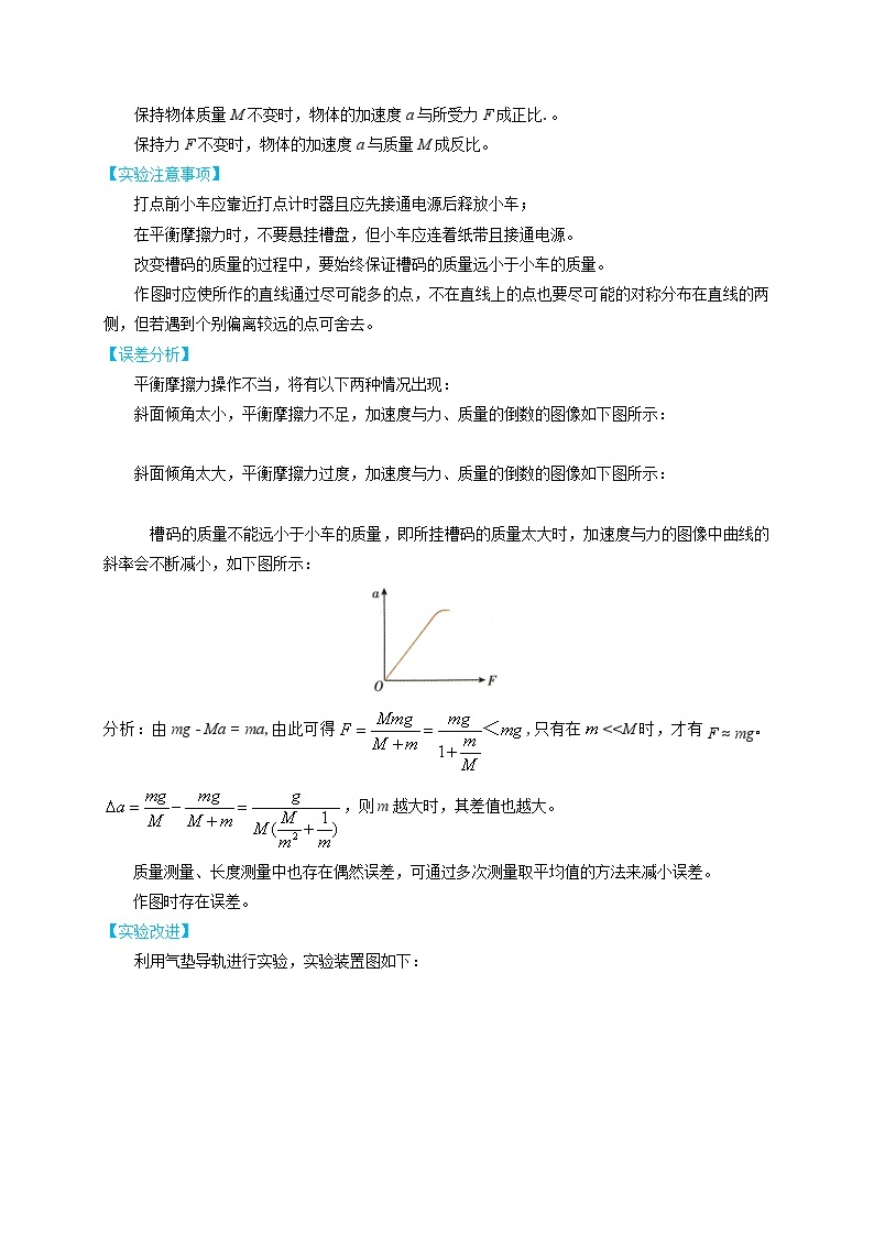 【寒假作业】人教版2019 高中物理 高一寒假巩固 第九天+实验：探究加速度与力、质量的关系-练习03