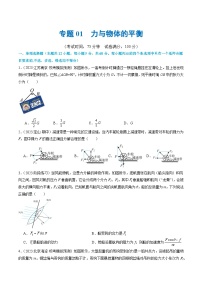 專題01?力與物體的平衡（測(cè)試）-2024年高考物理二輪復(fù)習(xí)講練測(cè)（新教材新高考）