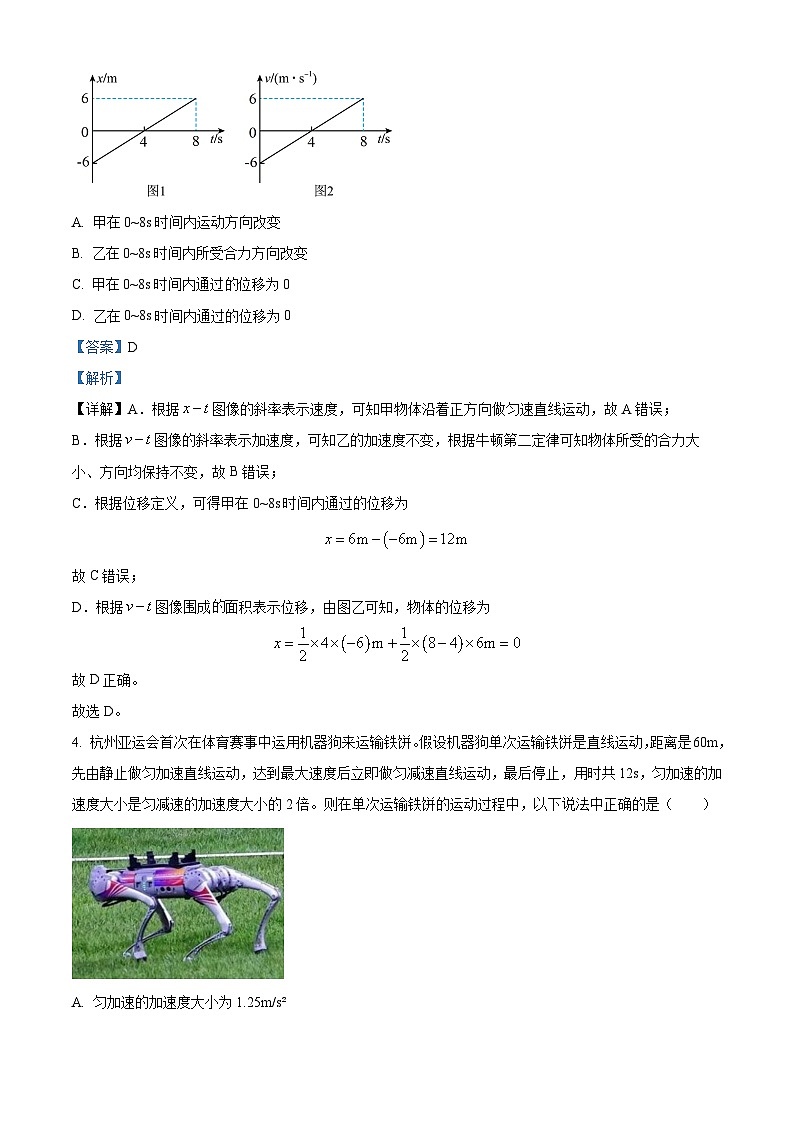 湖南省娄底市涟源市2023-2024学年高一上学期1月期末考试物理试题含解析第2页