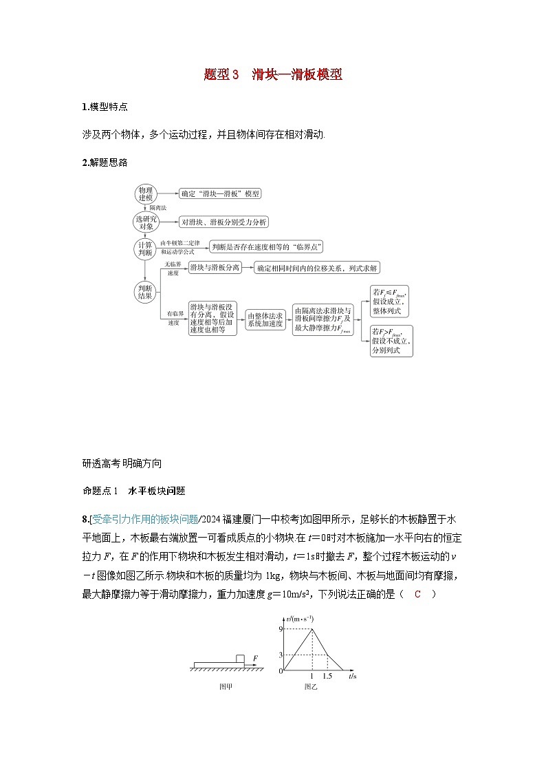 备考2024届高考物理一轮复习讲义第三章运动和力的关系专题六动力学问题的模型建构题型3滑块_滑板模型第1页