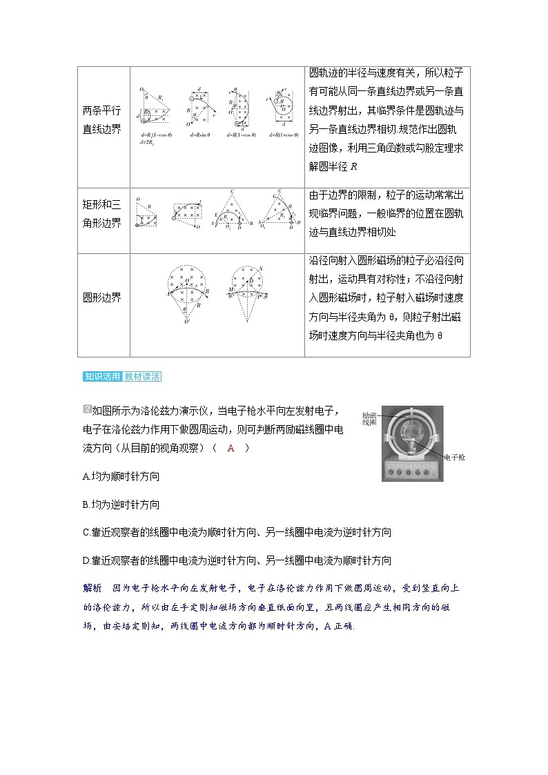 备考2024届高考物理一轮复习讲义第十一章磁场第2讲磁场运动电荷的作用考点2带电粒子在有界匀强磁场中的运动02