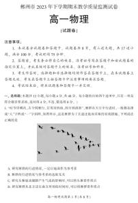 湖南省郴州市2023-2024學(xué)年高一上學(xué)期期末教學(xué)質(zhì)量監(jiān)測物理試題（PDF版附答案）
