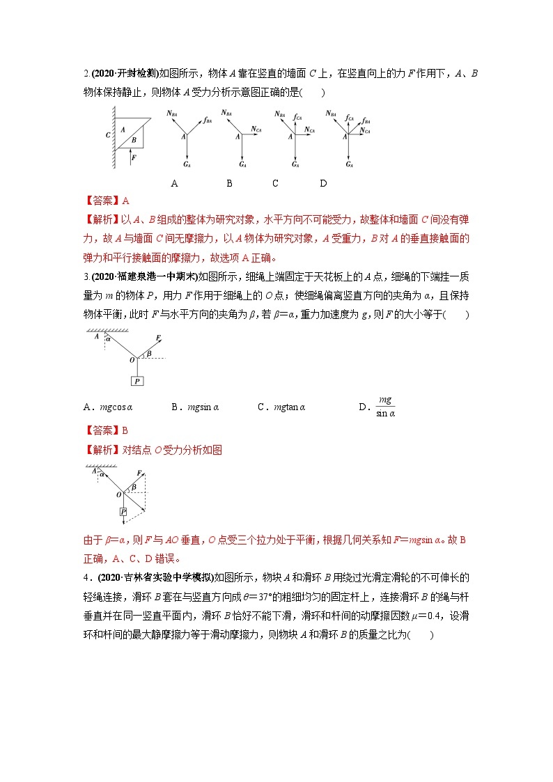 解密01物体的平衡（分层训练）-【高频考点解密】2024高考物理二轮复习分层训练（全国通用）02