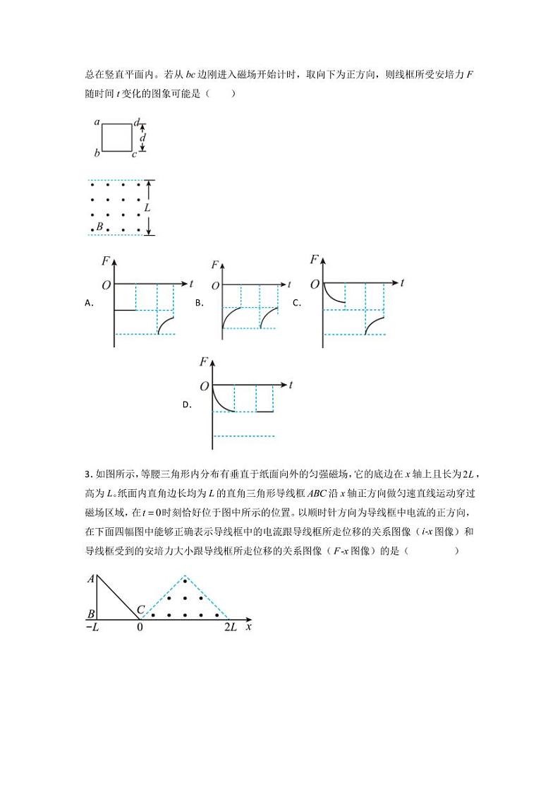2022 届高三物理二轮常见模型与方法综合特训专练专题20 电磁感现象中的线框模型(原卷版)第2页