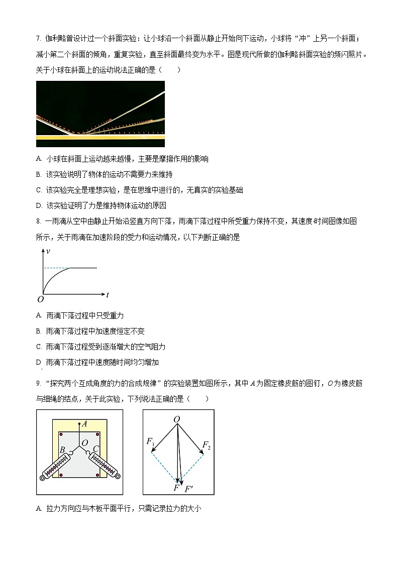 2024北京延庆区高一上学期期末考试物理含解析03