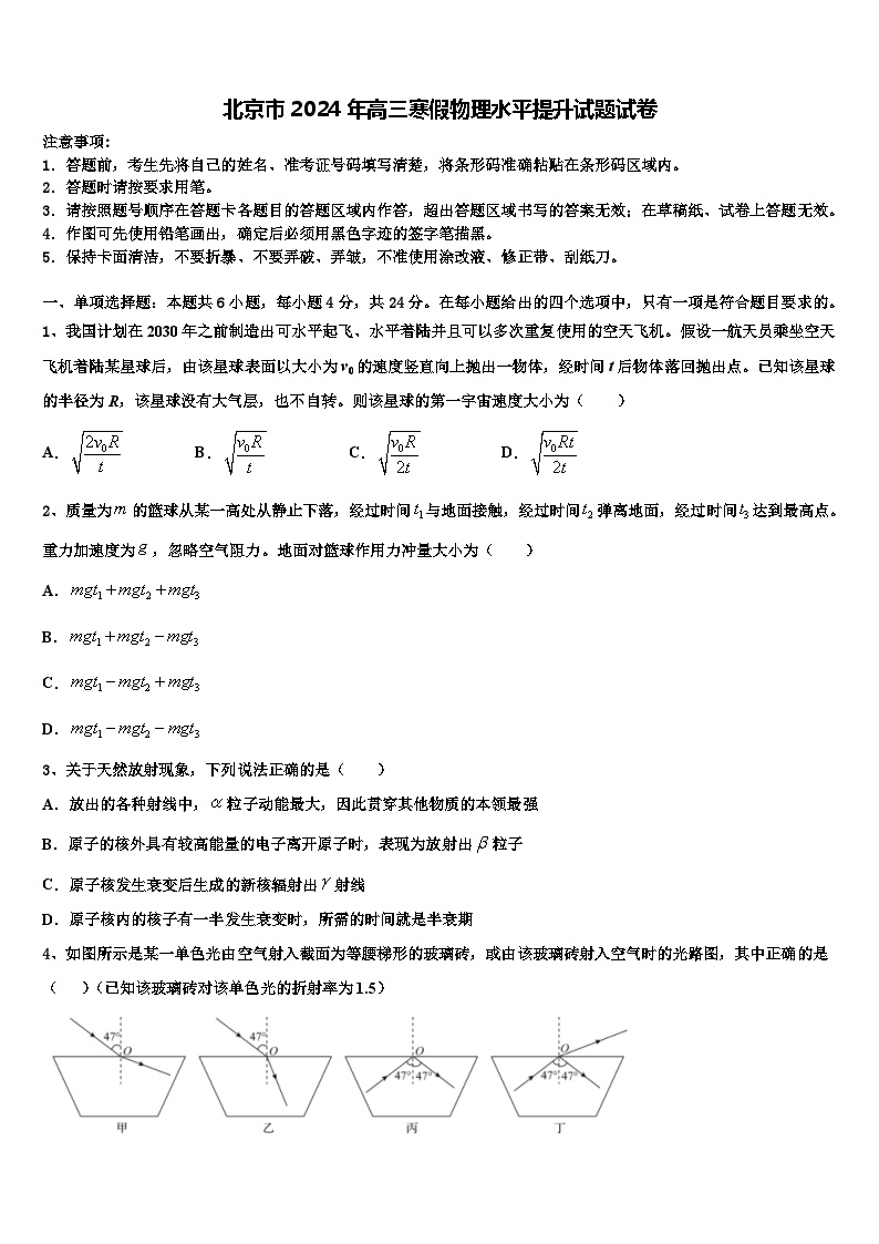 北京市2024年高三寒假物理水平提升试题试卷