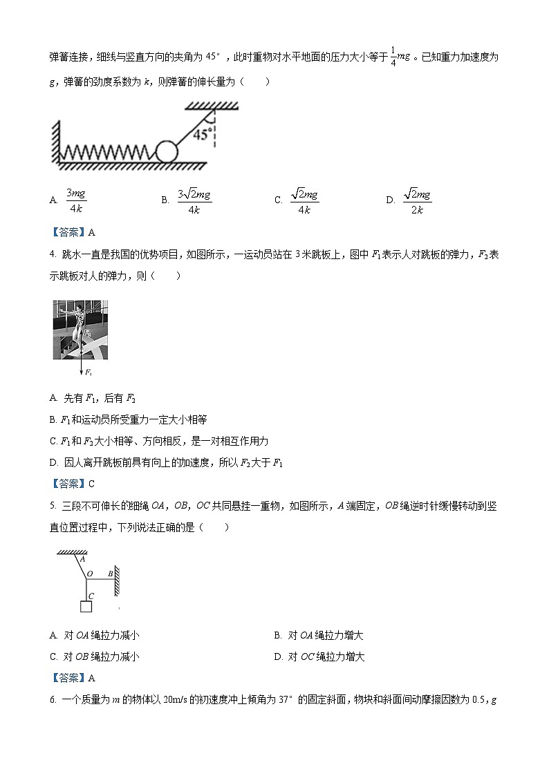 黑龙江省齐齐哈尔市2020-2021学年高一(上)期末物理试题第2页