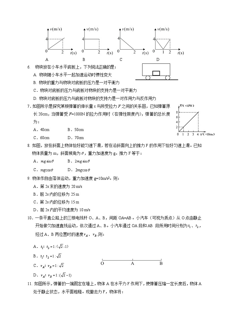 辽宁省葫芦岛市2020-2021学年高一上学期期末考试物理试题02