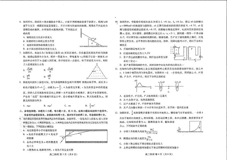 山东省潍坊市2021届高三上学期期末统考物理试题(PDF版,有答案)第2页