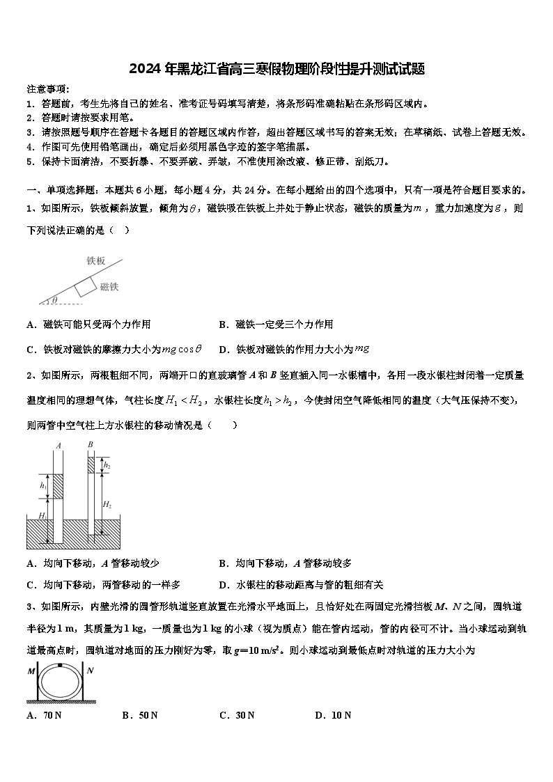 2024年黑龙江省高三寒假物理阶段性提升测试试题