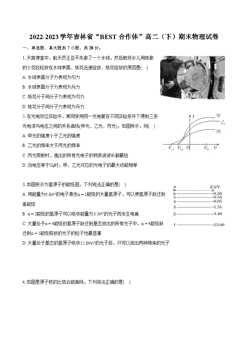 2022-2023学年吉林省“BEST合作体”高二（下）期末物理试卷（含详细答案解析）01