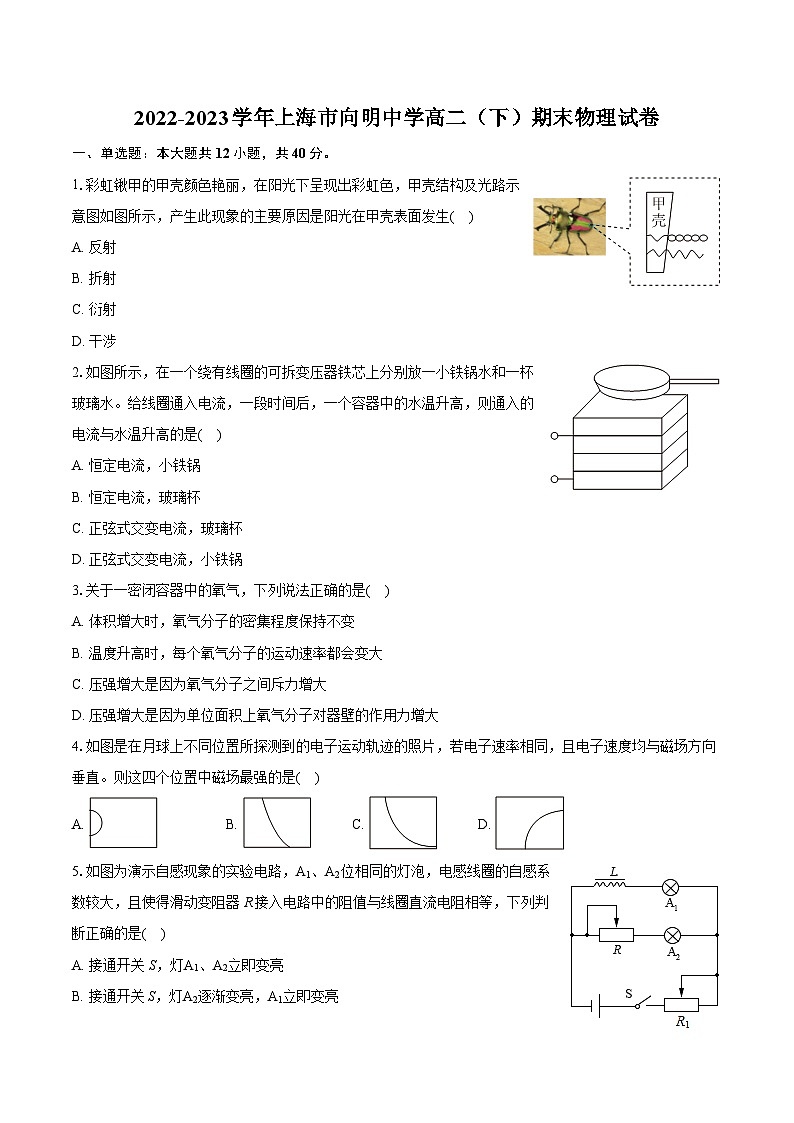 2022-2023學(xué)年上海市向明中學(xué)高二（下）期末物理試卷（含詳細答案解析）第1頁