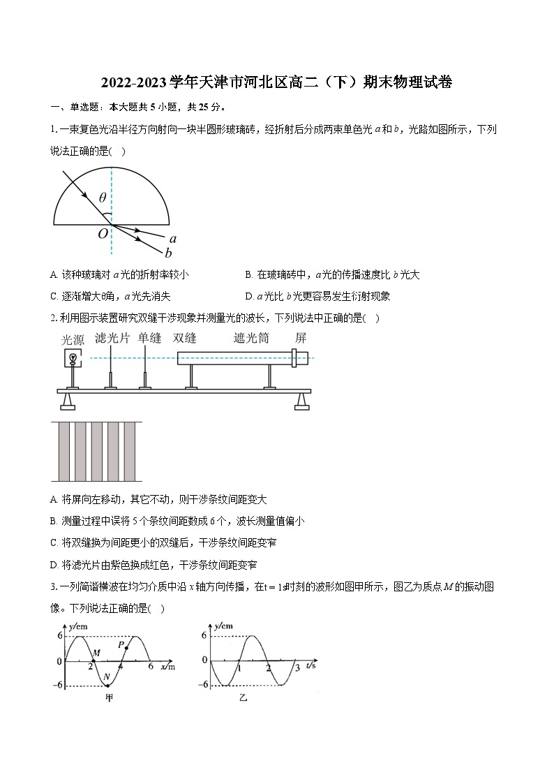 2022-2023学年天津市河北区高二（下）期末物理试卷（含详细答案解析）01