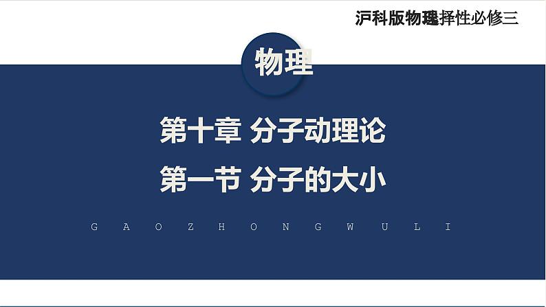 【沪科版】物理选修三 10.1节 分子的大小(课件+练习)01