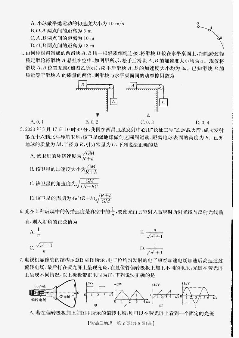 2024白银名校高三下学期联合调研试题(二模)物理PDF版含答案第2页