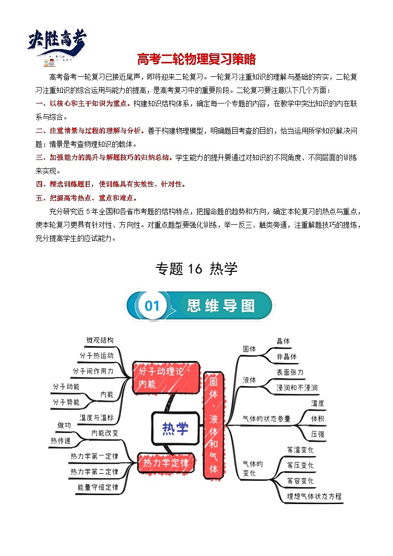 【讲通练透】2024高考物理知识大盘点 专题16 热学01