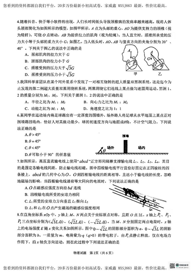 300,2024届安徽省合肥市高三一模物理试题第2页