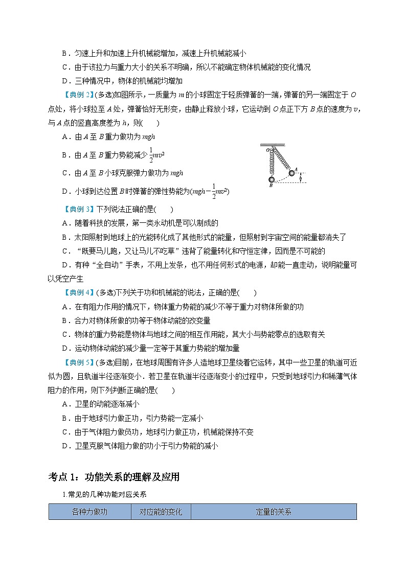 高一物理下学期期末复习精细讲义(人教2019)第8讲 功能关系 能量守恒定律(原卷版+解析)02