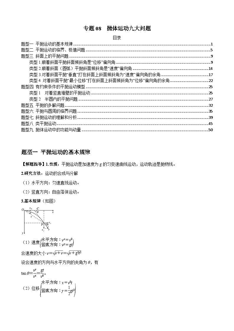 2024届高考物理一轮复习热点题型归类训练专题08抛体运动九大问题(原卷版+解析)01
