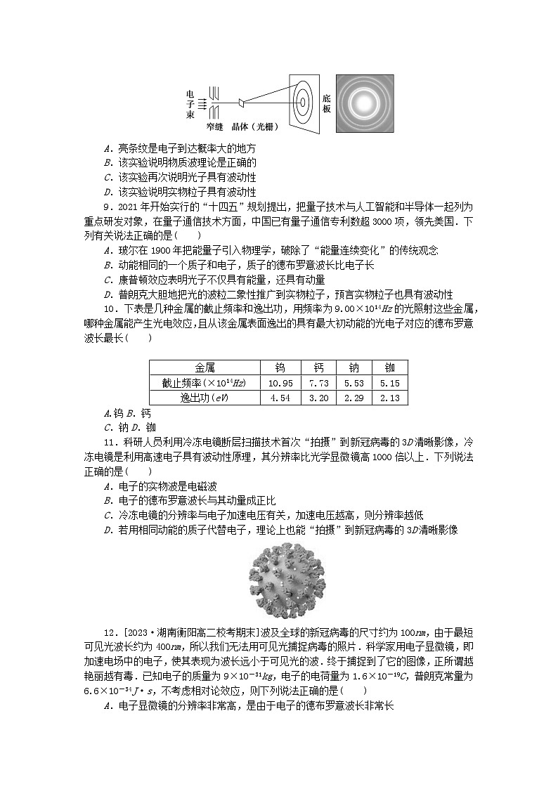 2023版新教材高中物理第四章原子结构和波粒二象性微点13物质波的理解课时作业新人教版选择性必修第三册第2页