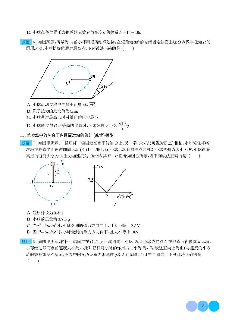 三大力场中竖直面内圆周运动模型(学生版)第3页