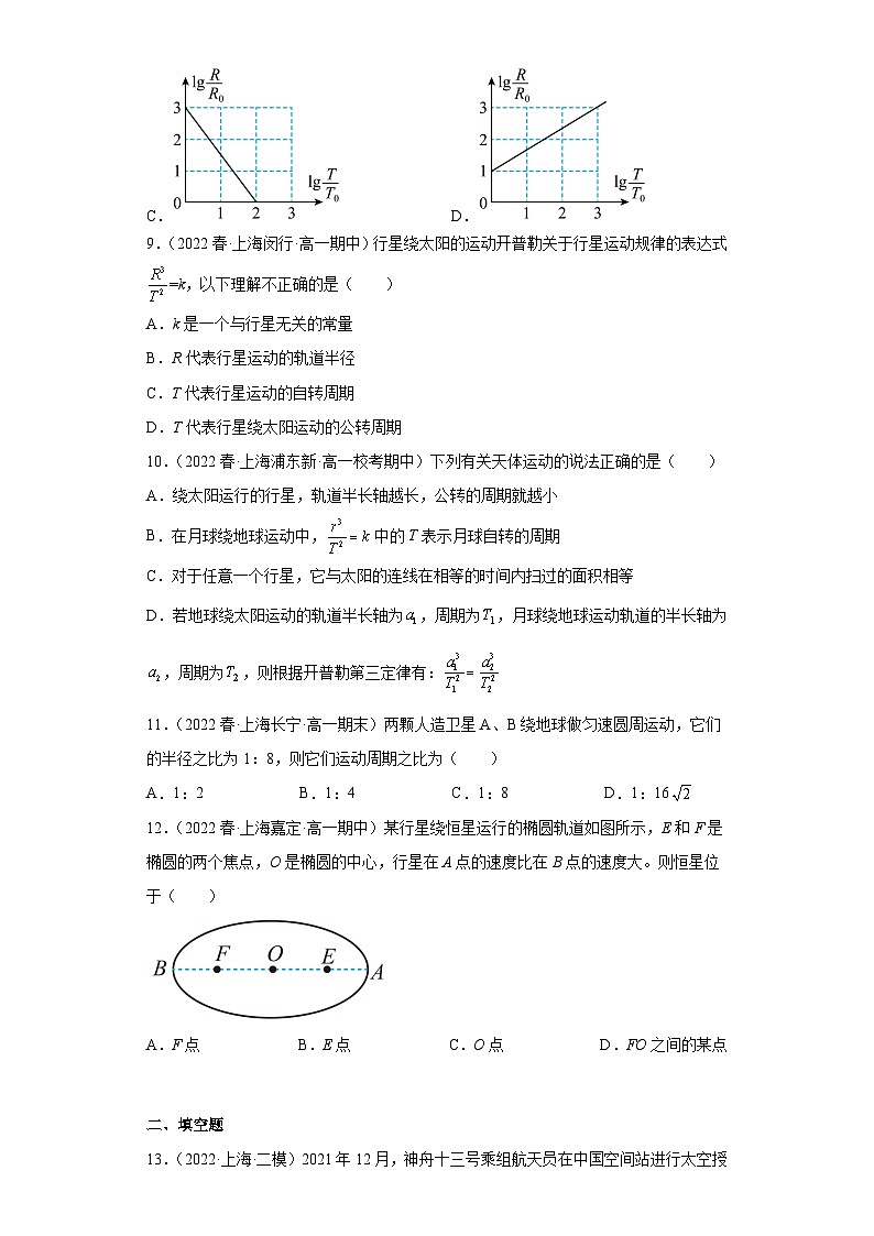 沪科版上海必修第二册高一物理下学期课后培优分级练专题09行星运动(原卷版+解析)第3页